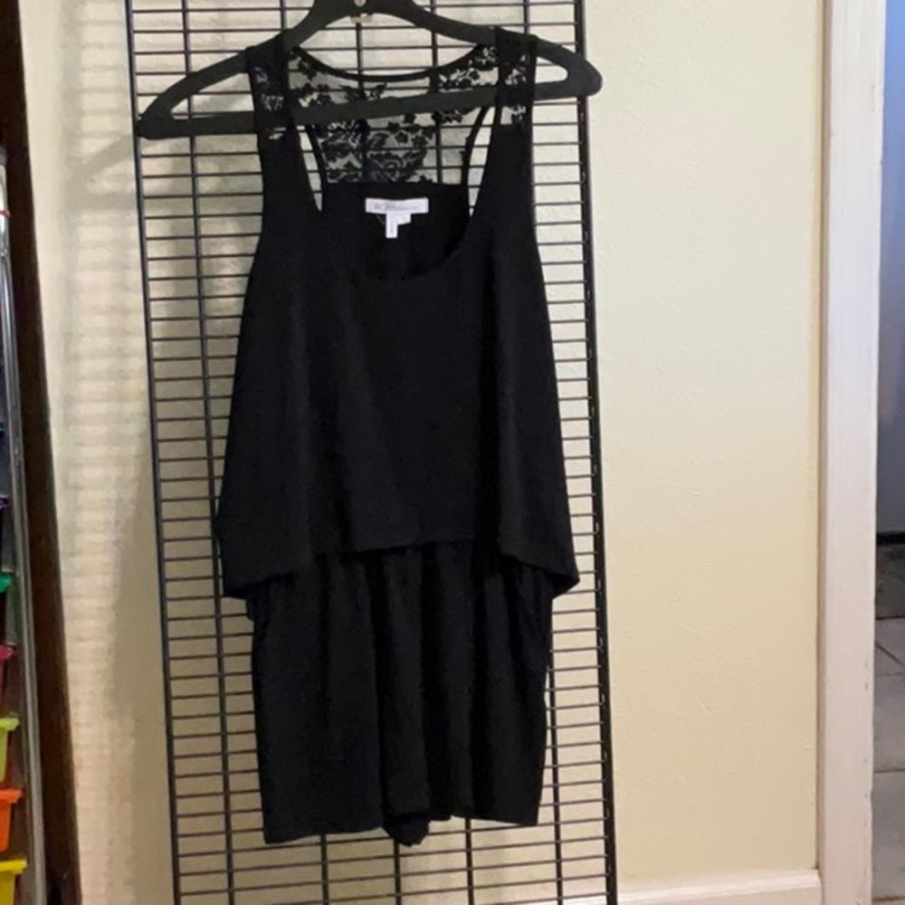 BCBGeneration Black Razor Lace Romper
